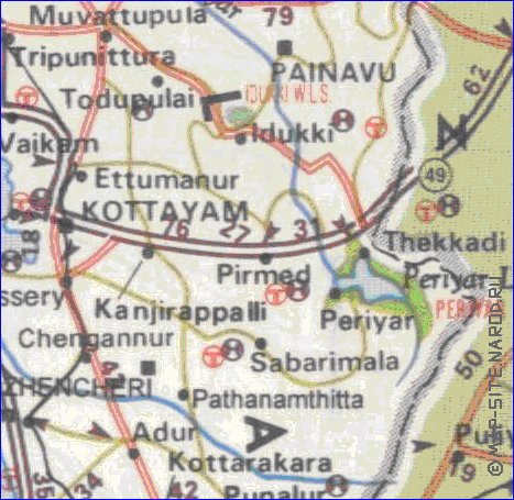 mapa de de estradas Kerala