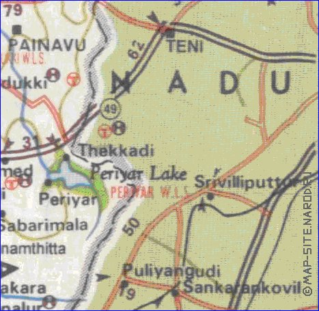 mapa de de estradas Kerala