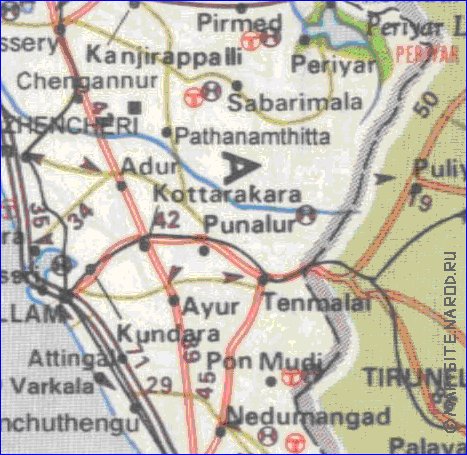 mapa de de estradas Kerala