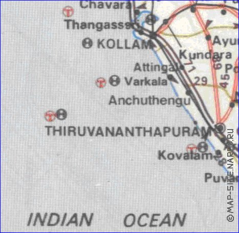 mapa de de estradas Kerala