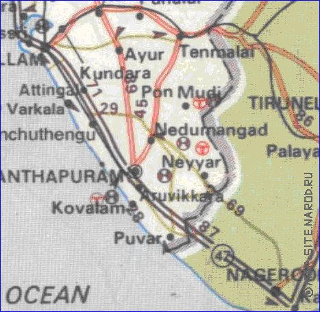 mapa de de estradas Kerala