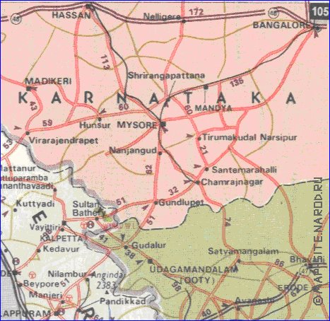 mapa de de estradas Kerala