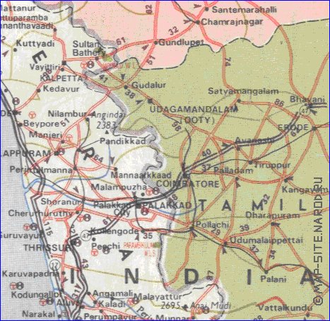 mapa de de estradas Kerala