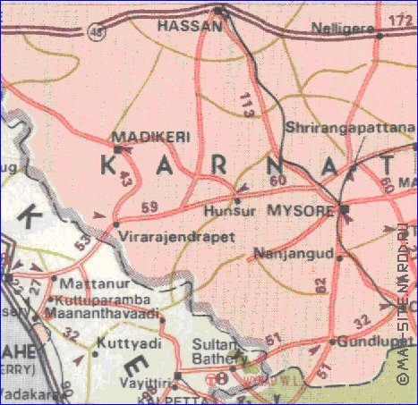 mapa de de estradas Kerala