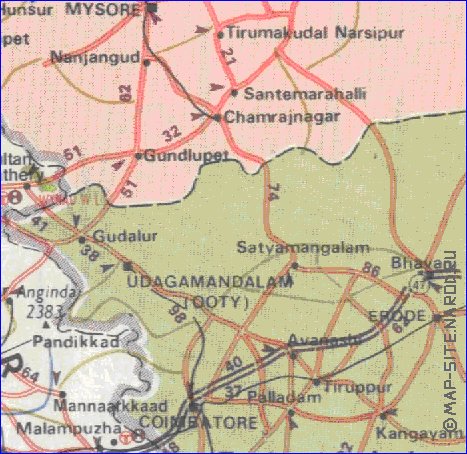 mapa de de estradas Kerala