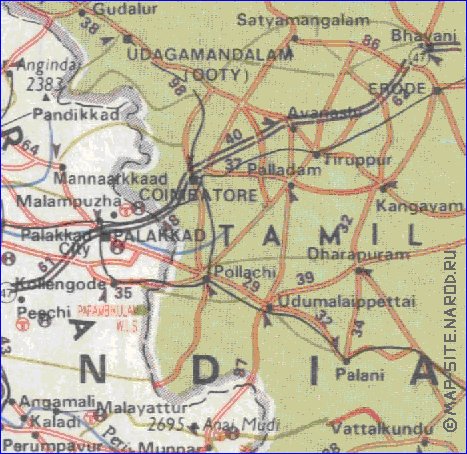 mapa de de estradas Kerala