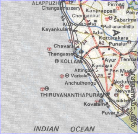 mapa de de estradas Kerala