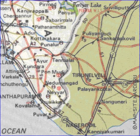 mapa de de estradas Kerala