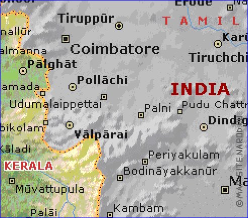 carte de Kerala en anglais