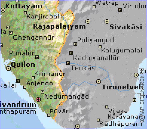 mapa de Kerala em ingles