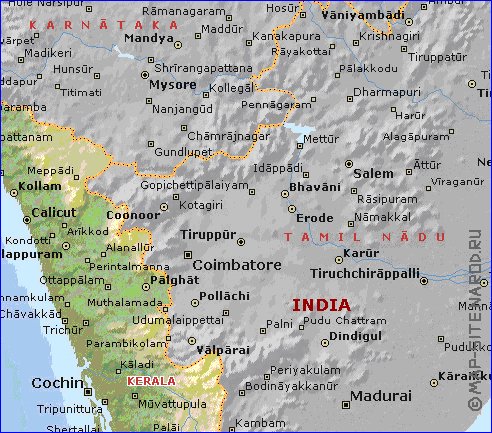 carte de Kerala en anglais