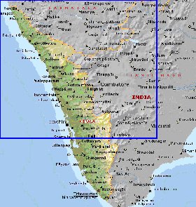 mapa de Kerala em ingles