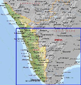 mapa de Kerala em ingles