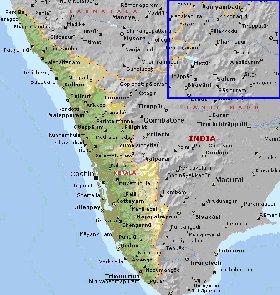 mapa de Kerala em ingles