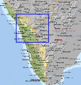 mapa de Kerala em ingles