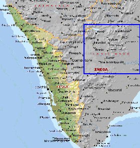 mapa de Kerala em ingles