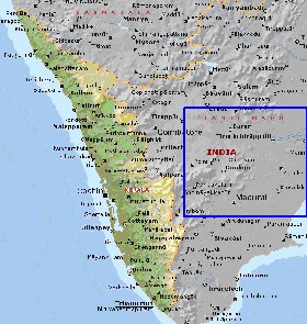 mapa de Kerala em ingles