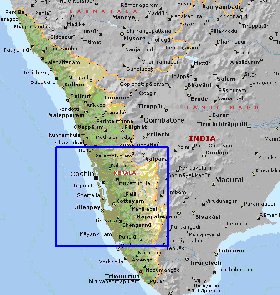 mapa de Kerala em ingles