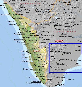 mapa de Kerala em ingles