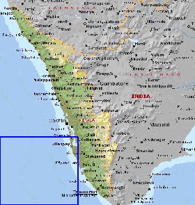 mapa de Kerala em ingles