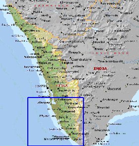 mapa de Kerala em ingles