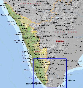 mapa de Kerala em ingles