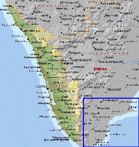 mapa de Kerala em ingles