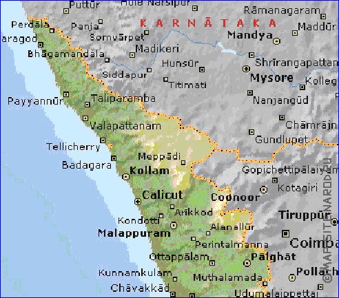 carte de Kerala en anglais