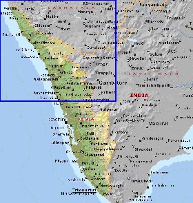 mapa de Kerala em ingles