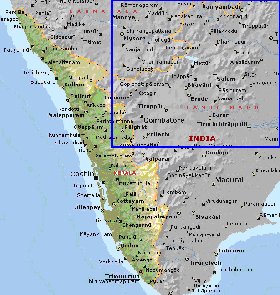 mapa de Kerala em ingles