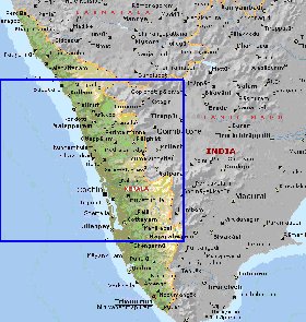 mapa de Kerala em ingles