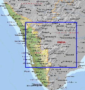 mapa de Kerala em ingles