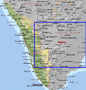 mapa de Kerala em ingles