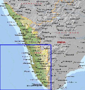 mapa de Kerala em ingles