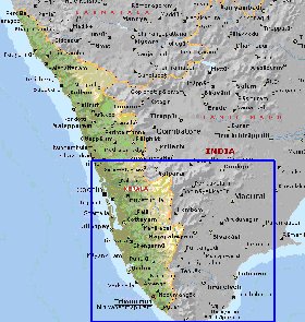 mapa de Kerala em ingles