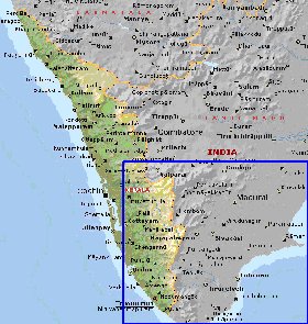 mapa de Kerala em ingles