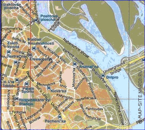 mapa de Kiev em ingles