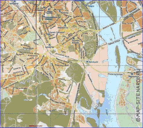 mapa de Kiev em ingles