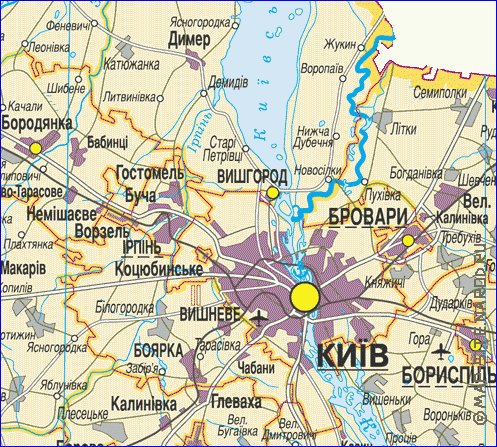 carte de Oblast de Kiev de la langue ukrainienne