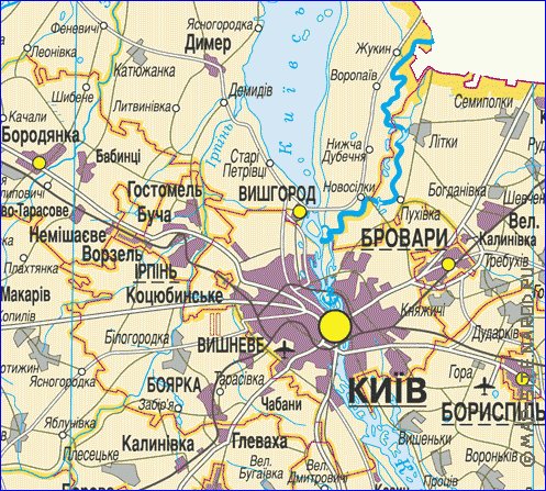 Карта киева и области подробная