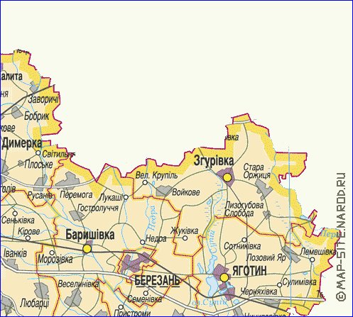 carte de Oblast de Kiev de la langue ukrainienne