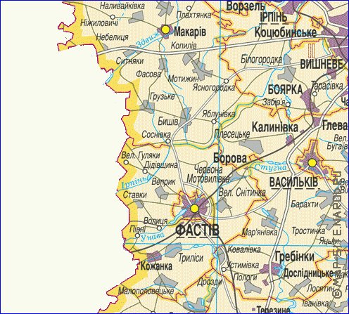 carte de Oblast de Kiev de la langue ukrainienne