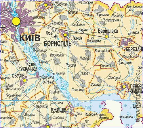 mapa de Kiev do idioma ucraniano