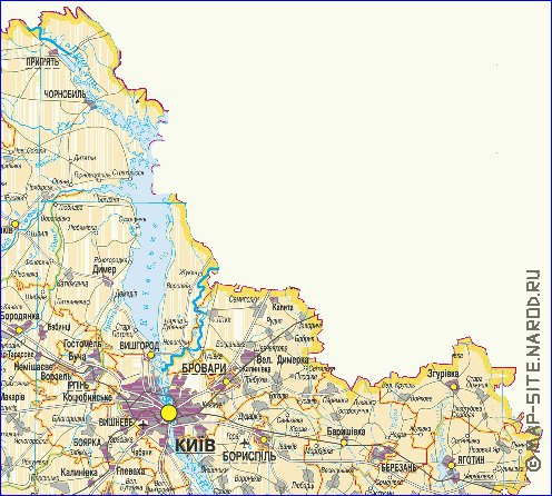 carte de Oblast de Kiev de la langue ukrainienne