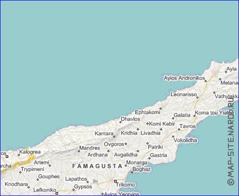 Administrativa mapa de Chipre em ingles