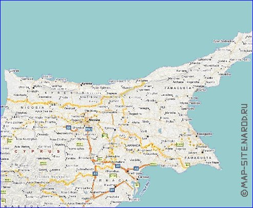 Administrativa mapa de Chipre em ingles