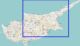 Administrativa mapa de Chipre em ingles