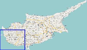 Administrativa mapa de Chipre em ingles