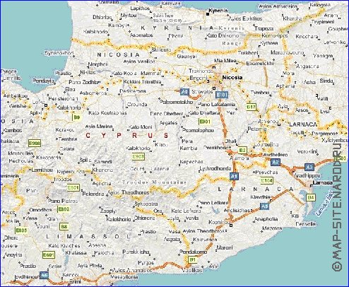 Administratives carte de Chypre en anglais