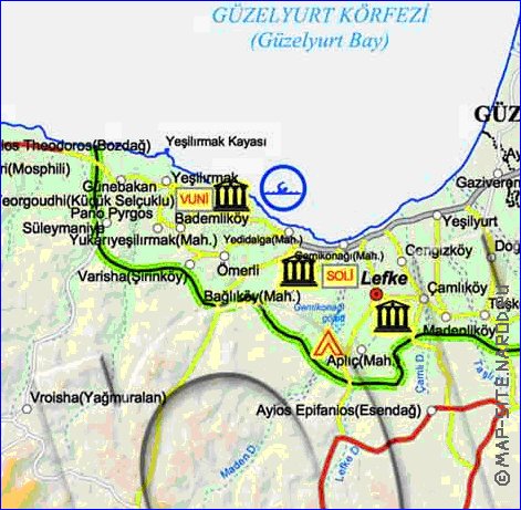 Administrativa mapa de Chipre